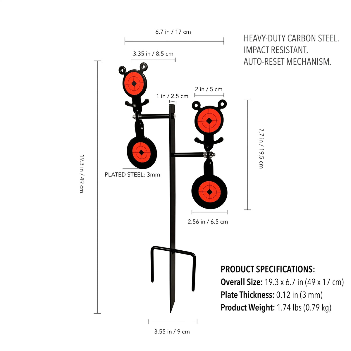 360° Rotating 4‑Target Steel Spinner Target